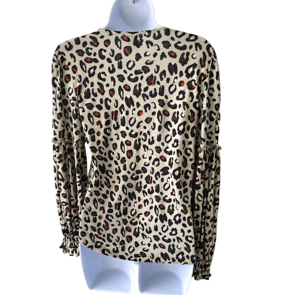 ANTHROPOLOGIE $98 Blank London Sibley Leopard Floral Ruffle Top Size XSmall - Picture 3 of 10